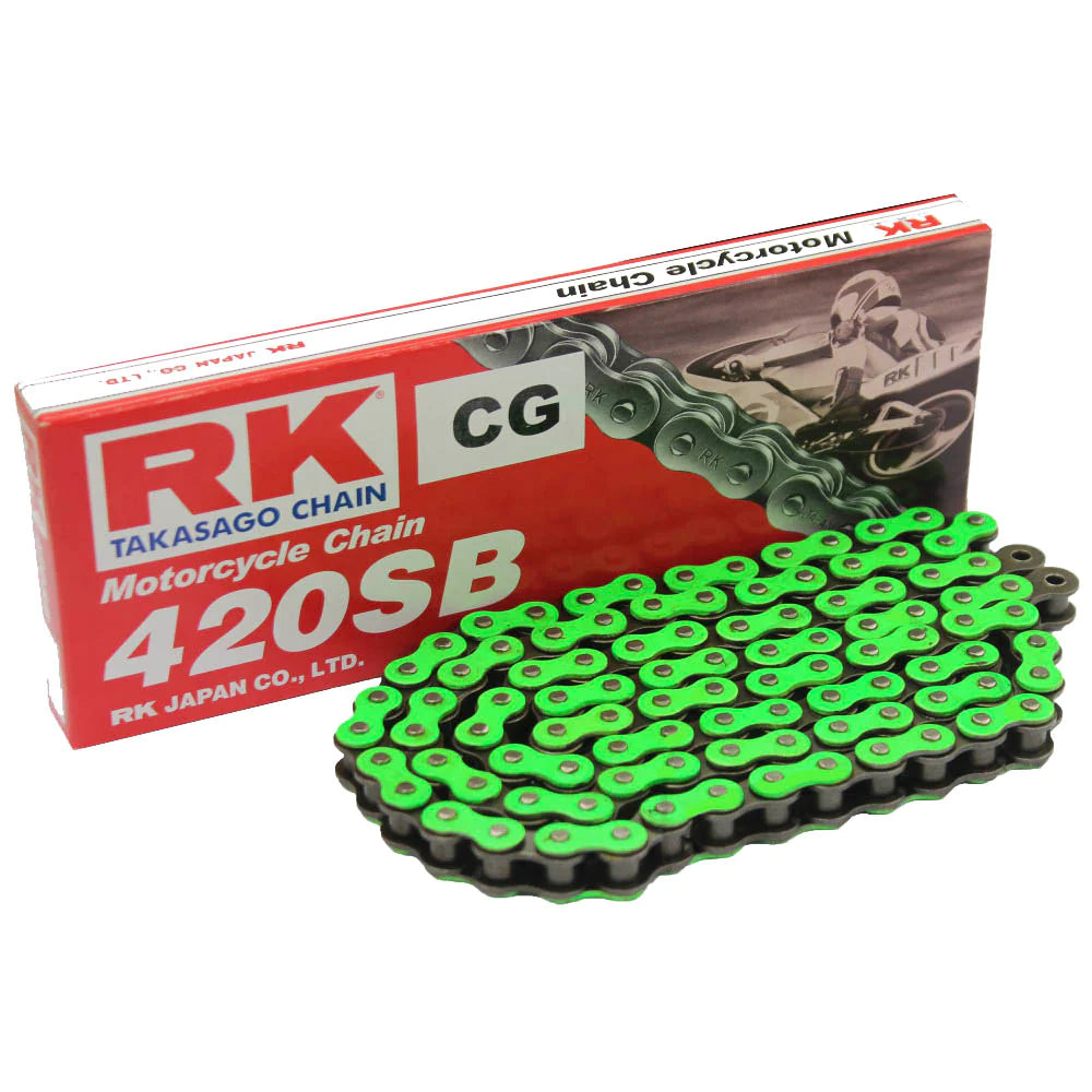 RK GREEN CHAIN 420 SB 106 FOR SUR-RON LB X & L1E (48T REAR SPROCKET STANDARD GEARING)